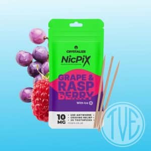 Nicpix – Nicotine-Infused Toothpicks neatly displayed on a wooden surface, designed as a discreet and smoke-free alternative for nicotine users. Each toothpick is infused with premium nicotine for a convenient and satisfying experience, perfect for on-the-go use. Available now at The Vape Experts – serving Redruth, Truro, Penzance, Newquay, and across Cornwall with FREE shipping and unbeatable vape deals.